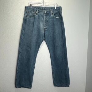 Levi's 501 Original Fit Jeans Mens 36x30 Blue Medium Stonewash Logo Button Fly